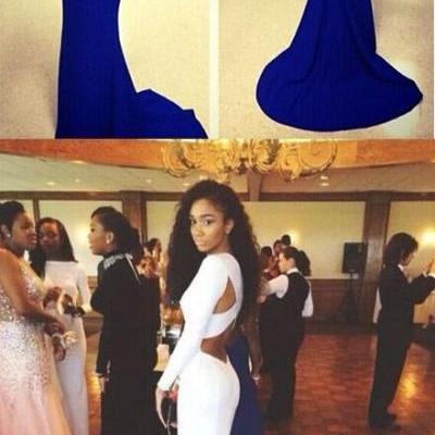 Mermaid Evening Dresses, 2016 New Arrival, High Neck, Court, Train, White, Prom Dress, real Party Gowns