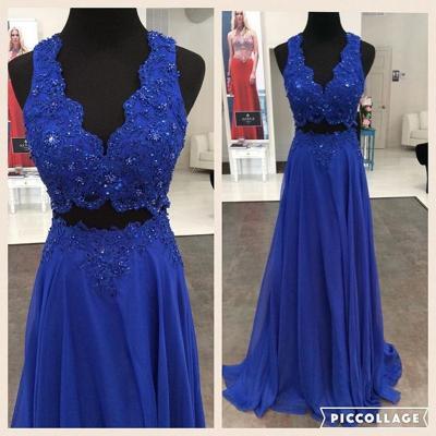 Blue Chiffon Prom Dress,Sexy Backless Prom Dress,Long Evening Dress,Formal Dress