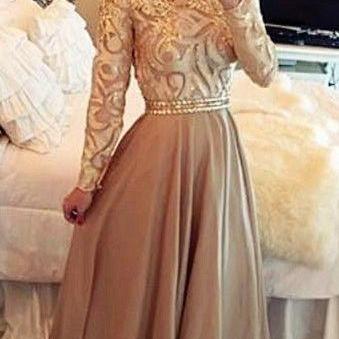  2016 Custom Charming Long Prom Dress,Beading Long Sleeves Evening Dress,Off the shoulder Party Dress