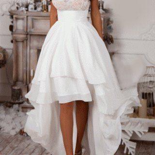Graceful High Low Prom Dress White Layered Asymmetric Maxi Evening Dress For Women
