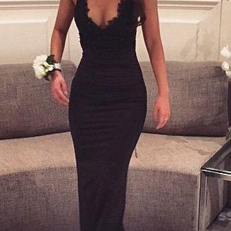 Sexy Black lace sexy evening gown mermaid Prom dresses For New Teens