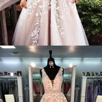 2017 Custom Made Champagne Prom Dresses,Ball Gown Prom Gowns,Lace Prom Dresses,Tulle Appliques Party Dress