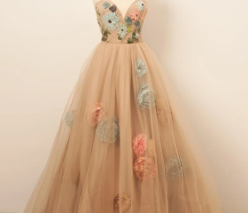 Tulle Formal Gown Floor-Length Prom Dresses VMP164