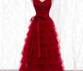 A Line Tulle Prom Dress with Appliques LBQ1131