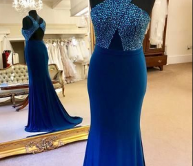 Mermaid Strapless Sequin Royal Blue Long formal dresses Bridesmaid Dresses evening gown Prom Dress