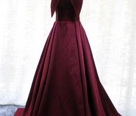 Beautiful Wine Red Tulle Long Straps Party Dress, A-line Formal Gown