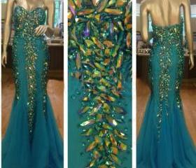 Long Prom Dress, Teal Prom Dress, Sparkle Prom Dress, Mermaid Prom ...