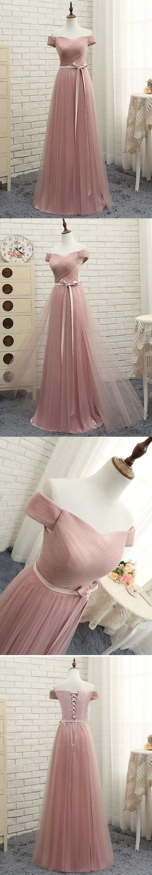 Pink Tulle Prom Evening Dresses