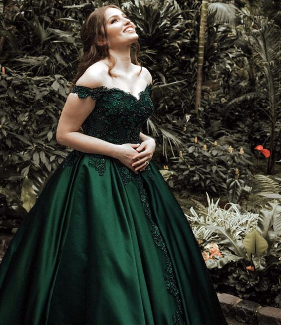 Off The Shoulder Emerald Green Prom Dress on Luulla