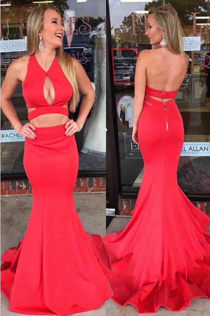 Mermaid Backless Red Prom Dress,Special Occasions Sexy Desss,Charming Evening Dress