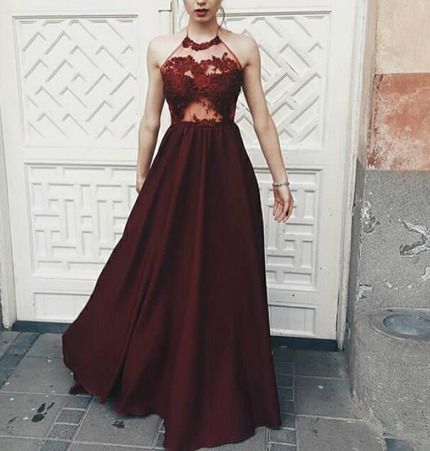 long maroon gown