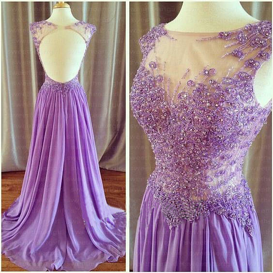 Charming A-line Backless Beaded Appliques Long Prom Dresses, Formal Dress,evening Dress,long Party Homecoming Pageant Dress