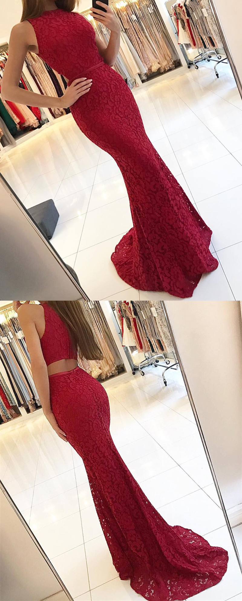 red lace two piece