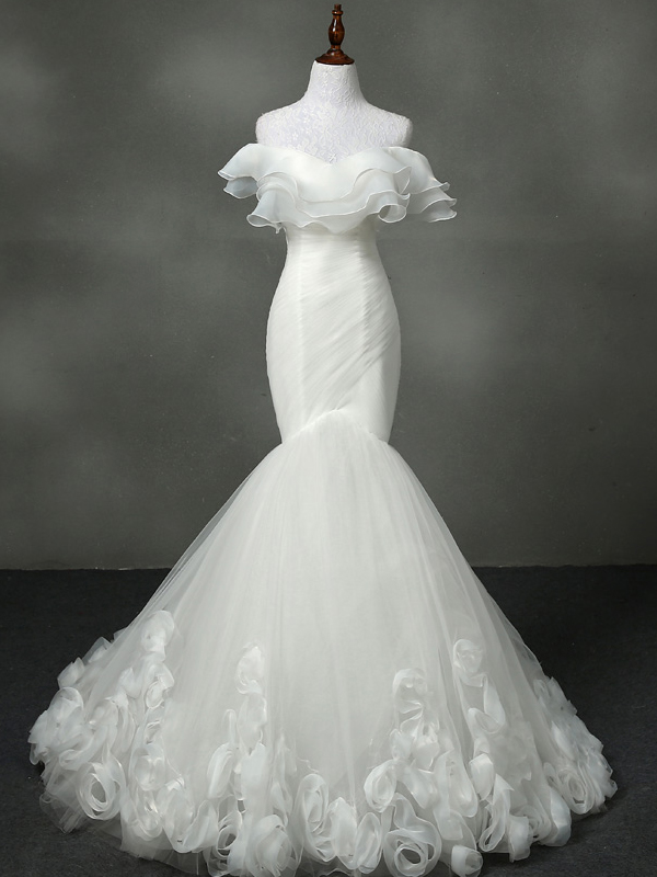 Tulle Wedding Dress, Lace Mermaid Wedding Dress, Sexy Bridal Dress