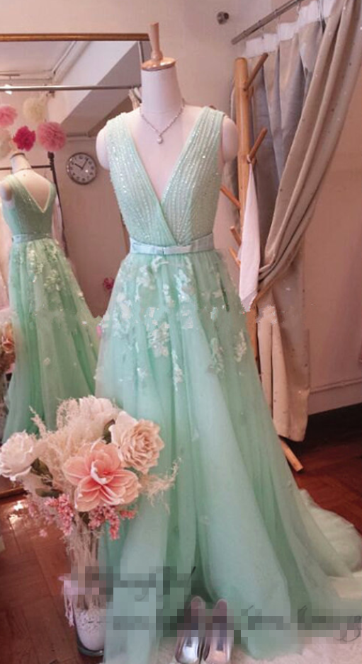 Mint Green Prom Dress,zuhair Prom Dress,crystal Prom Dress,beading Prom Dress,eternal Prom Dress,a-line Long Appliques