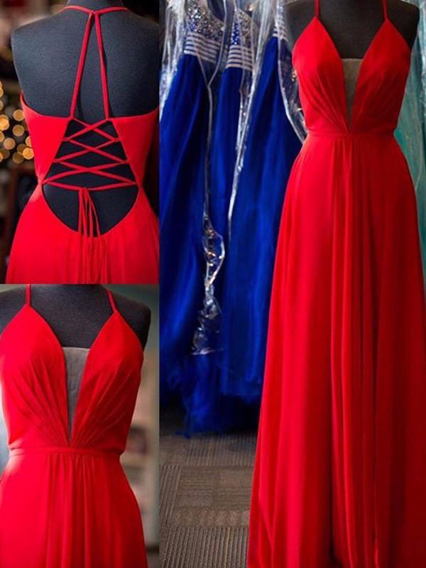 Chiffon Prom Dresses, A-line Spaghetti Straps Floor-length Chiffon Prom Dress/evening Dress