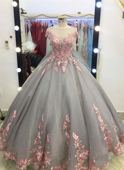 Charming Prom Dress,ball Gown Prom Dresses,appliques Lace Evening Dress,formal Evening Dresses,women Dress
