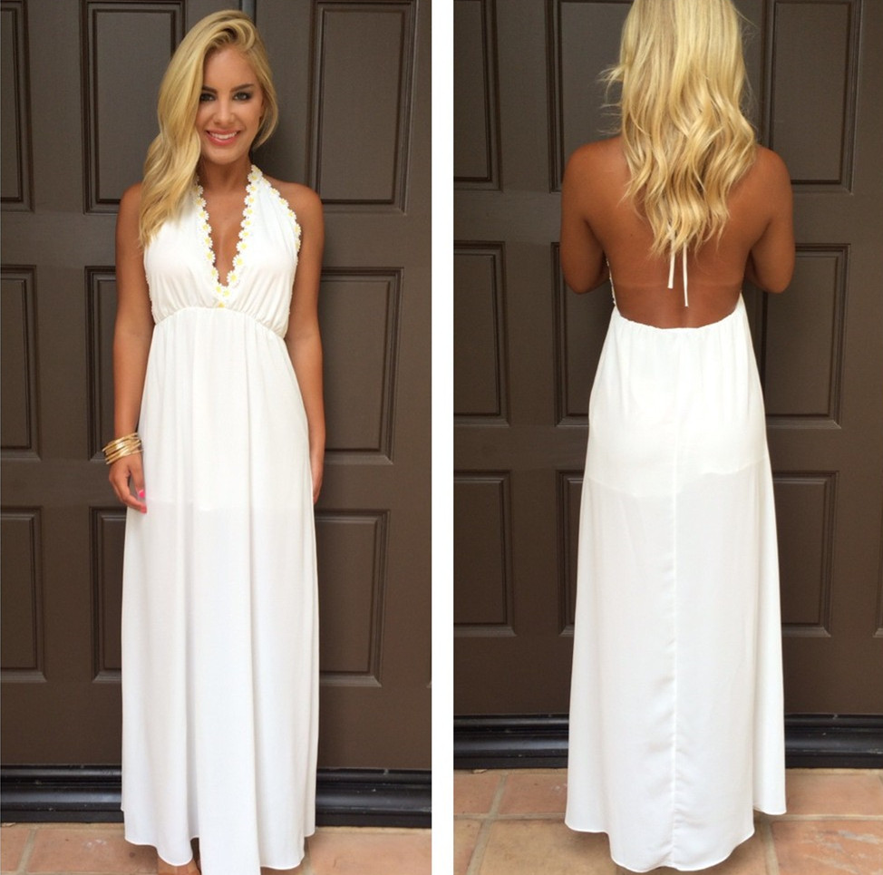 white backless maxi