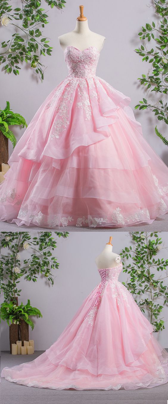 2018 Princess Pink Tulle Court Train Tulle Ball Gown