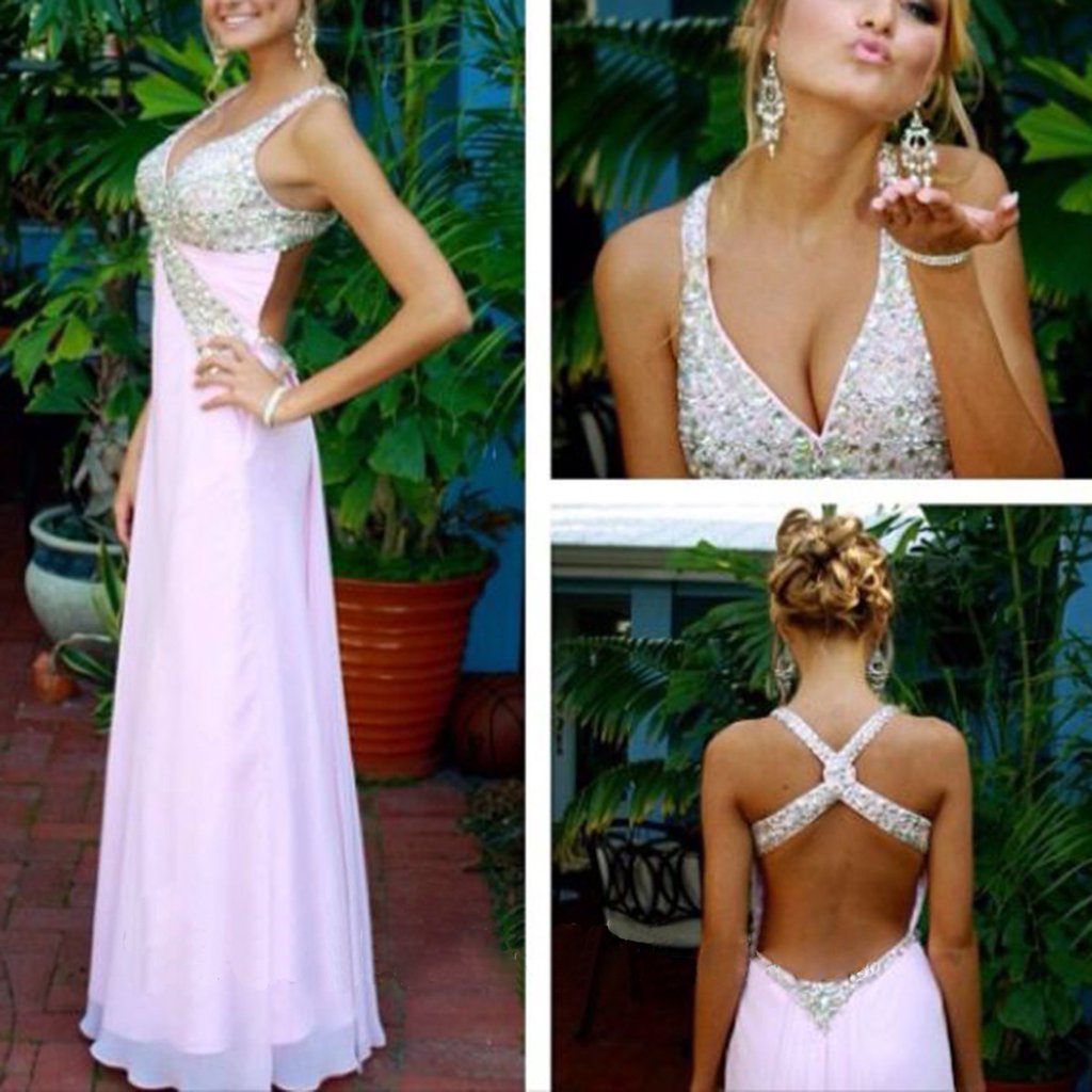 A line Junior Sexy Formal Backless Long Prom Dress 10099