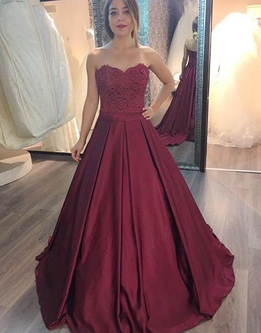 Burgundy Lace Long Prom Gown Burgundy Evening Dress 10705 On Luulla