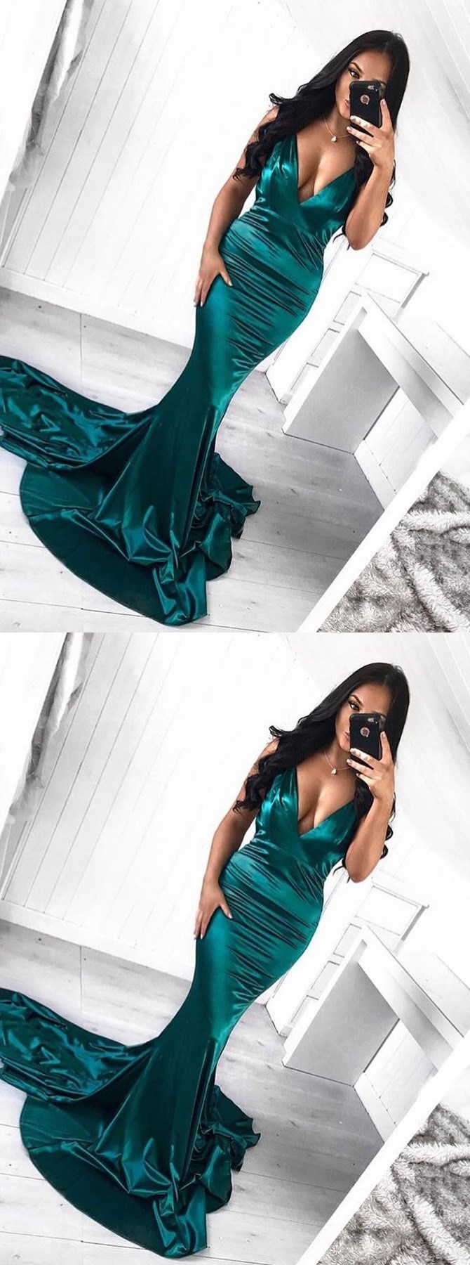 Memaid Lace Dresses with Sweep Train Dark Green Plus Size