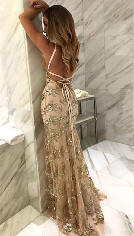 Grey Spaghetti Straps Lace Up Prom Dress, Sexy Mermaid Prom Dress, Party Dress, Prom Dresses