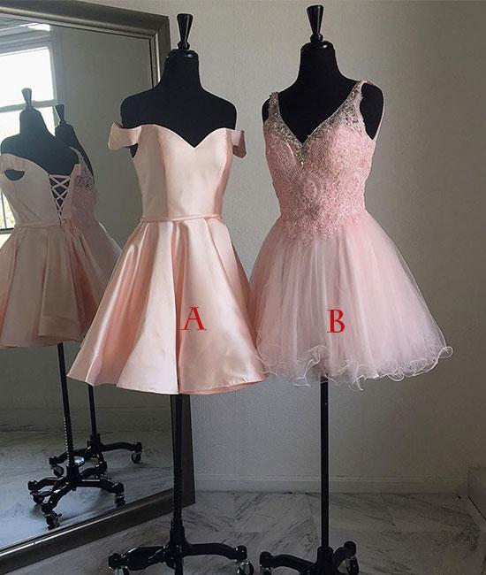 Pink Short Prom Dress, Cute Pink Homecoming Dress, Formal Dress