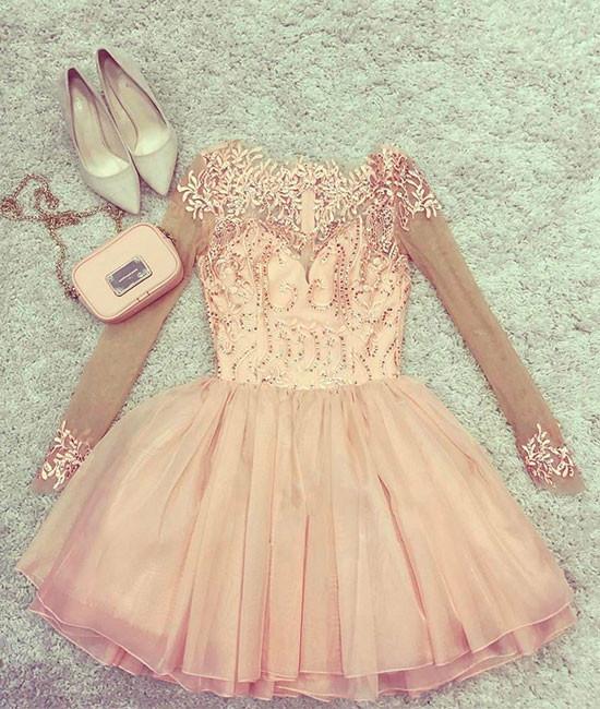 Cute Pink Tulle Short Prom Dress, Pink Homecoming Dress