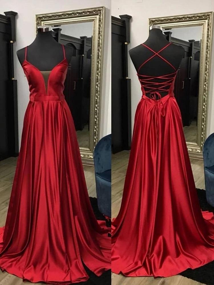 Classy Prom Dress, Red Prom Dress, Backless Prom Dress,pl0086