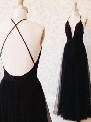 Black Prom Dress,long Prom Dress,backless Prom Dress, Long Homecoming Dress,pl0166