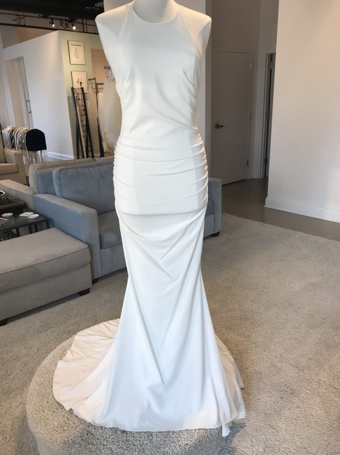 Ivory Silk Crepe Morgan Formal Wedding Dress,pl0188