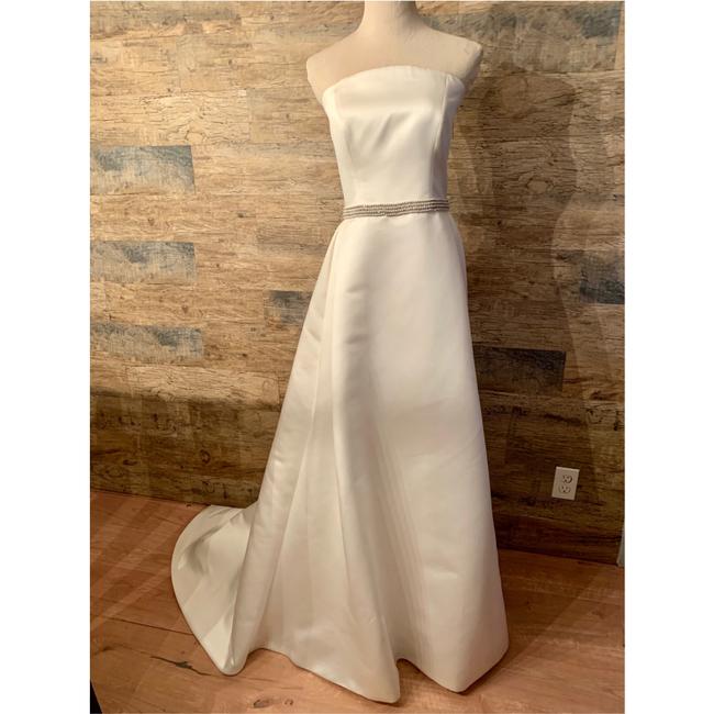 Ivory Strapless Satin Waist Embellished Gown Formal Wedding Dress,pl0208
