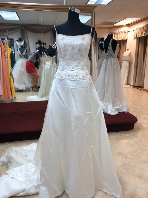 Ivory/silver Satin Gown Formal Wedding Dress,pl0210
