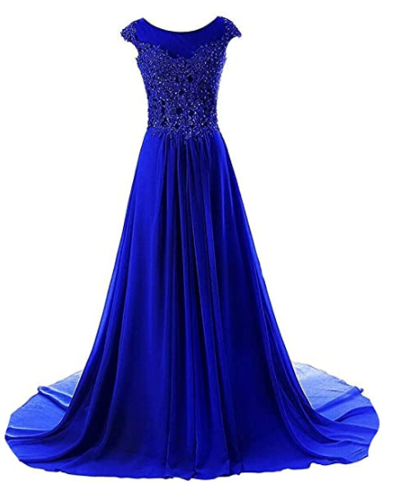 Prom Dress Long Formal Evening Gowns Lace Bridesmaid Dress Chiffon Prom Dresses Cap Sleeve 8620