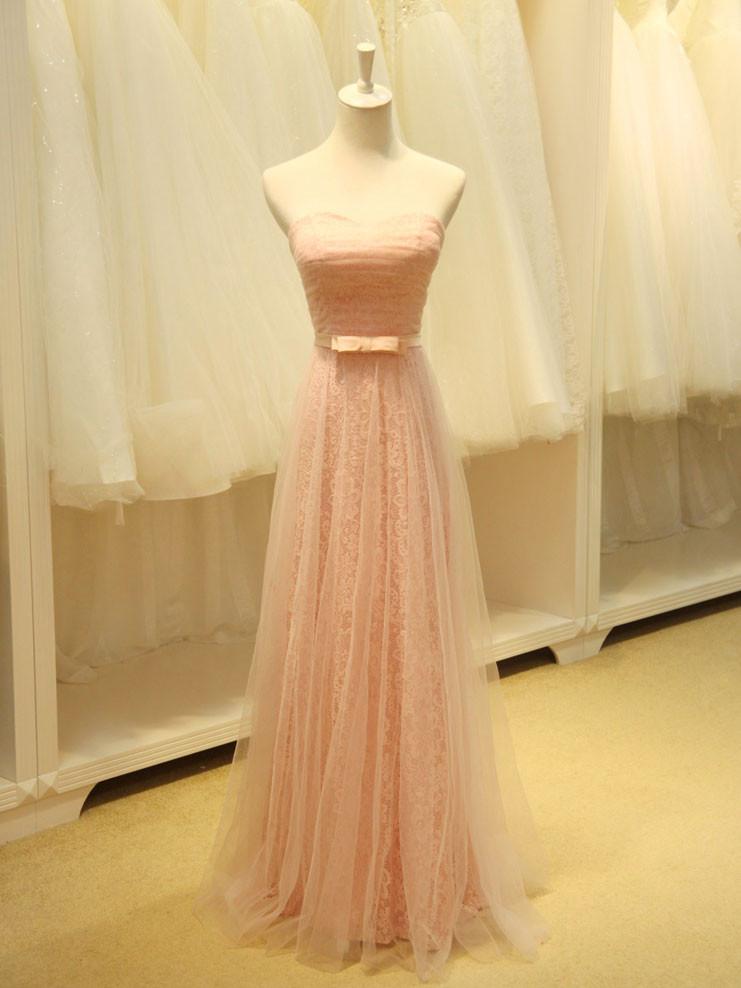 Strapless Blush Pink Fairy Tale Bridesmaid Dress,pl0480