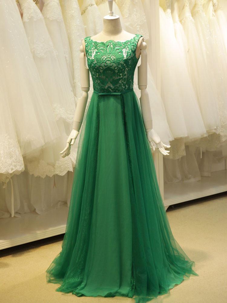 Modest Green Evening Dress Green Gala Dress Y5176