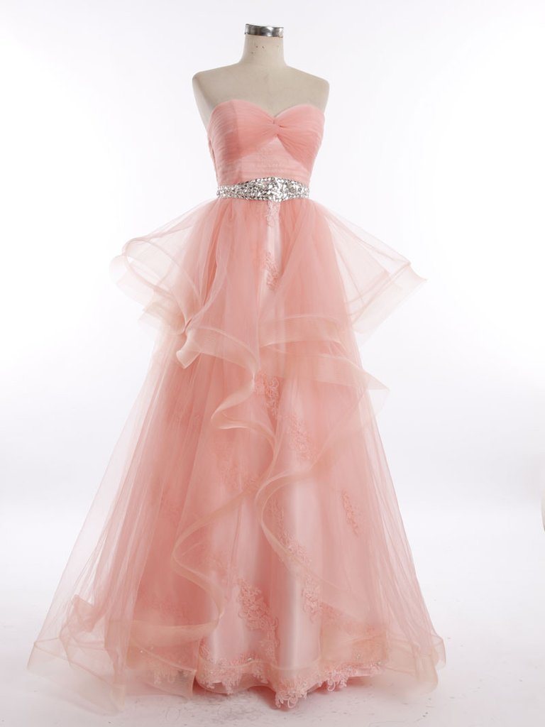 Peach Tulle Lace Prom Pageant Dress,pl0513 on Luulla