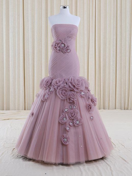 Strapless Purple Mermaid Wedding Dress,pl05125