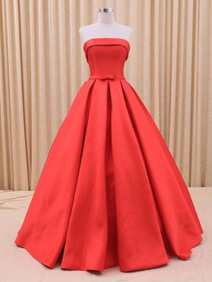 Strapless Red Ball Gown Formal Dress With Chic Bow,pl0526