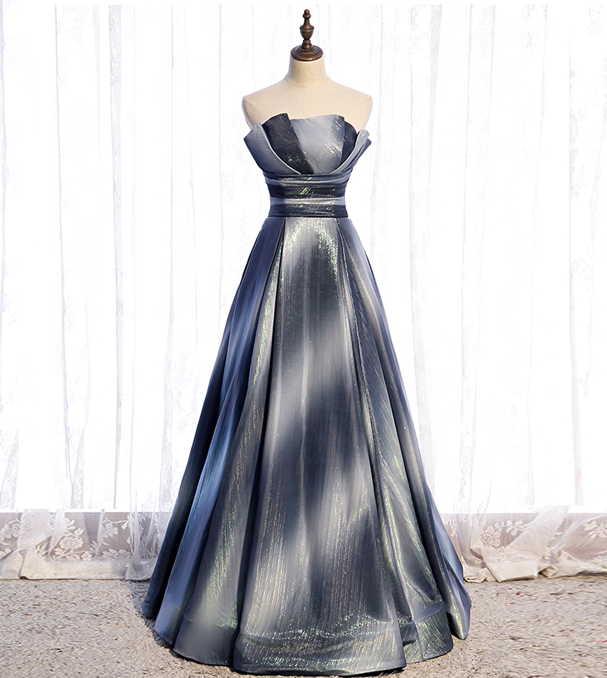 Unique Satin Long Prom Dress Blue Evening Dres ,pl0581