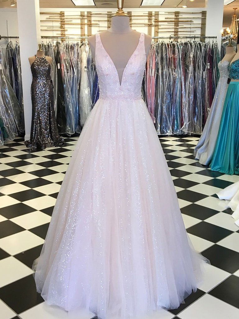 Shimmering Tulle Jewel Neckline Floor-length A-line Prom Dresses With Pleats,pl0638