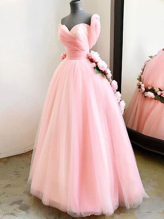 Pink Tulle Prom Dress Long Plus Size Sweetheart Prom Dress ,pl0674