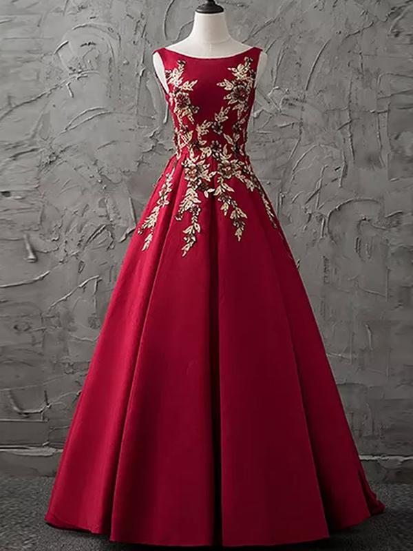 A-line Bateau Floor-length Sleeveless Satin Prom Dress/evening Dress,pl08129