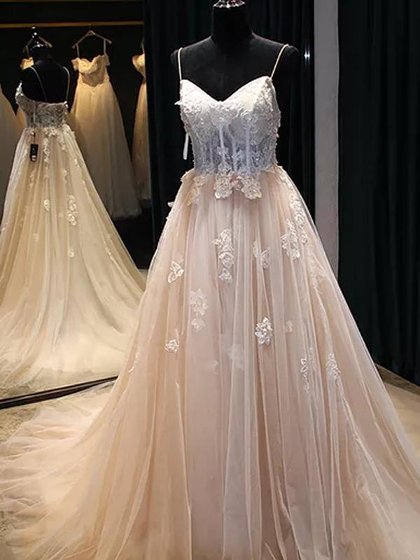 Sexy Prom Dress Spaghetti Straps Brush Train Appliques Beading Prom Dress/evening Dress,pl0846