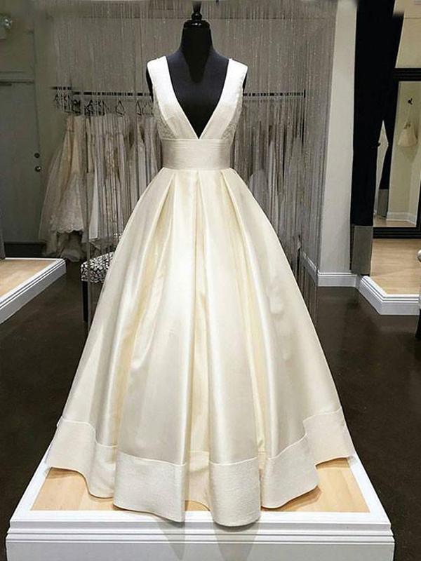 Chic V Neck Prom Dress Modest Simple Long Prom Dress ,pl0859