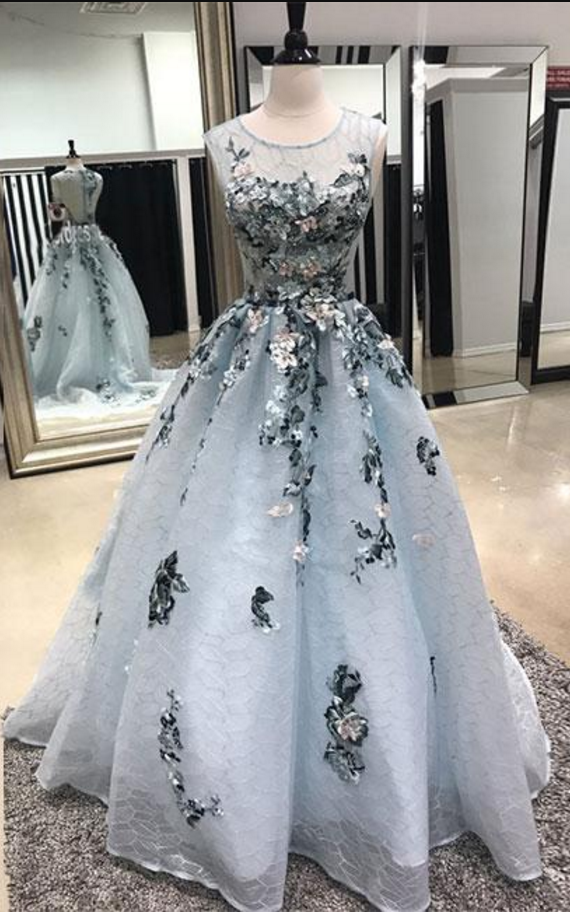 Gray Lace Long Prom Dress, Gray Evening Dress,pl0912