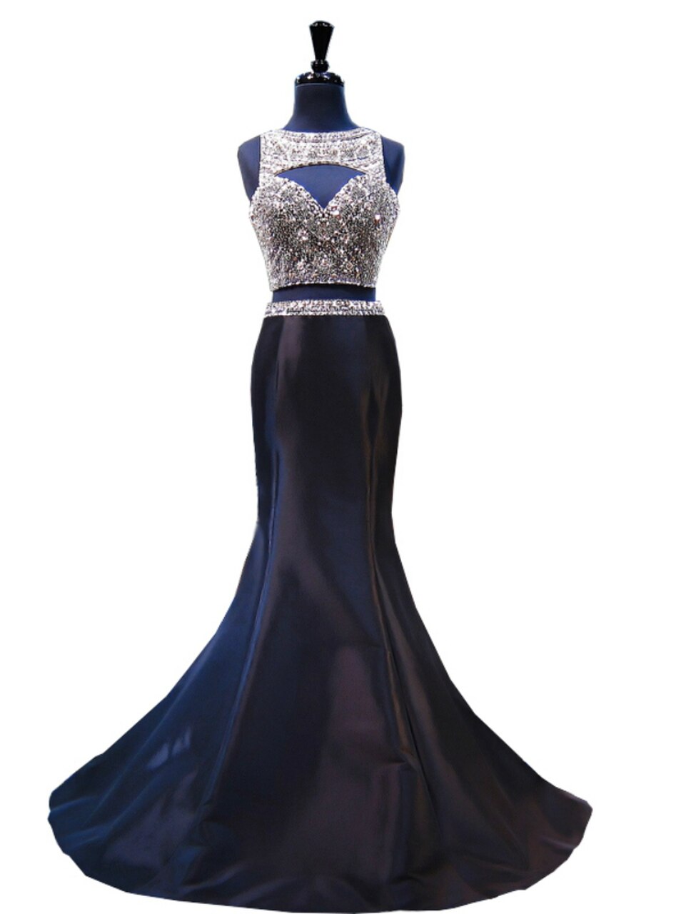 Black Two Piece Mermaid Prom Dress,Black Maxi Dress Y5364 main image 1