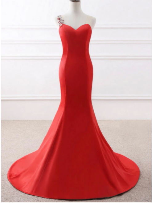 Evening Dresses Red Elegant Floor-length Party Prom Dress With Bow,pl1472