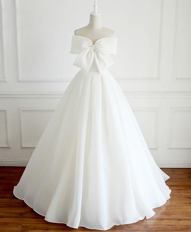 White Sweetheart Long Prom Dress, White Formal Dress,pl1565